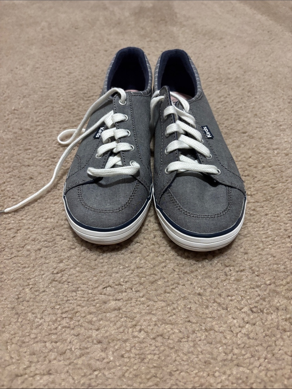 Keds Gray Canvas Low-Top Sneakers with White Laces